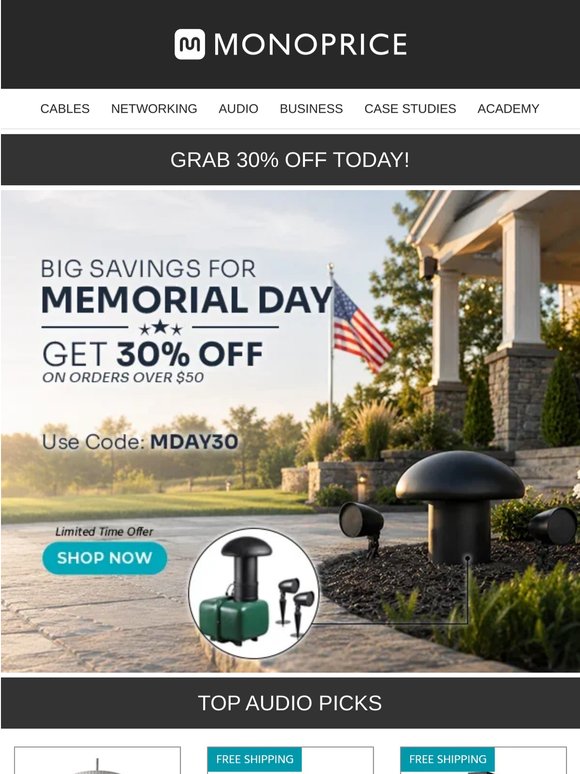 📢Don’t Miss This: 30% OFF Memorial Day!