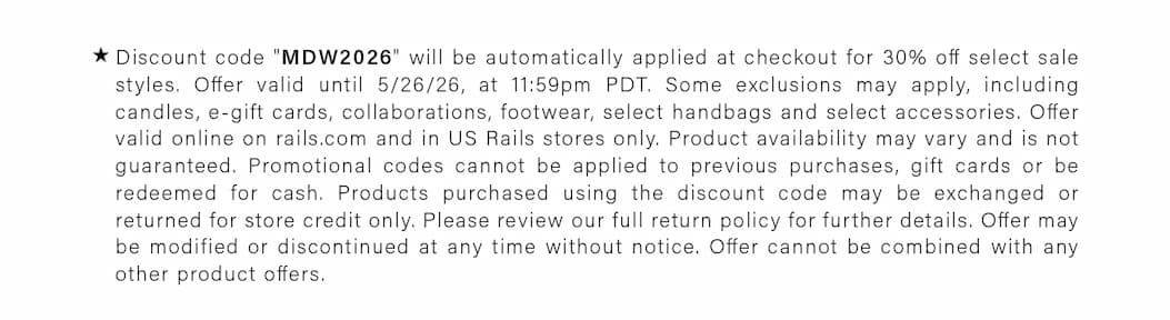MDW 2026 Sale Disclaimer