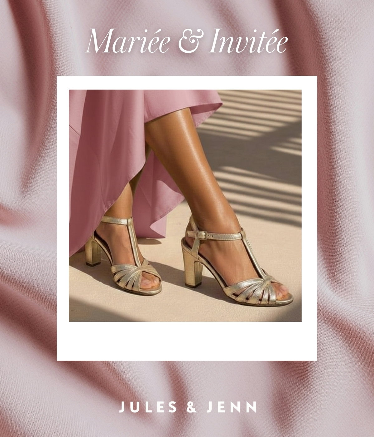 Sandales talon brides cuir doré