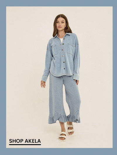 Akela Denim Terry Ruffle Capri Pant