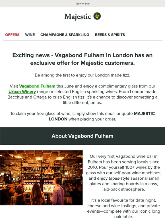 Exclusive offer from Vagabond Fulham in London