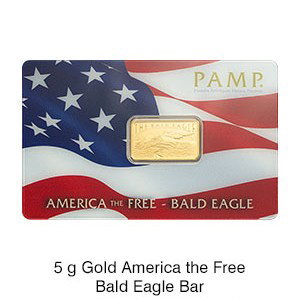 5 g Gold America the Free Bald Eagle bar