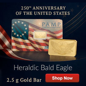 2.5 g Gold Bar - Heraldic Bald Eagle