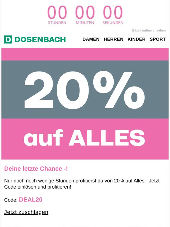 ⏰ Letzte Chance: 20% auf ALLES