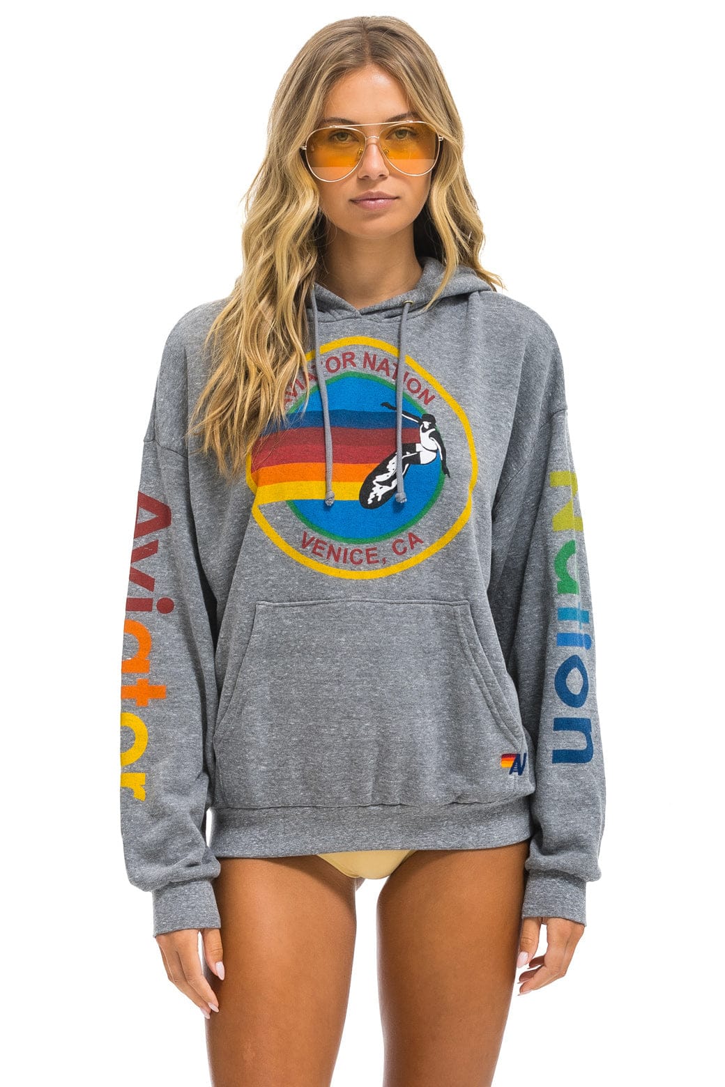 Image of AVIATOR NATION RELAXED PULLOVER HOODIE - HEATHER GREY