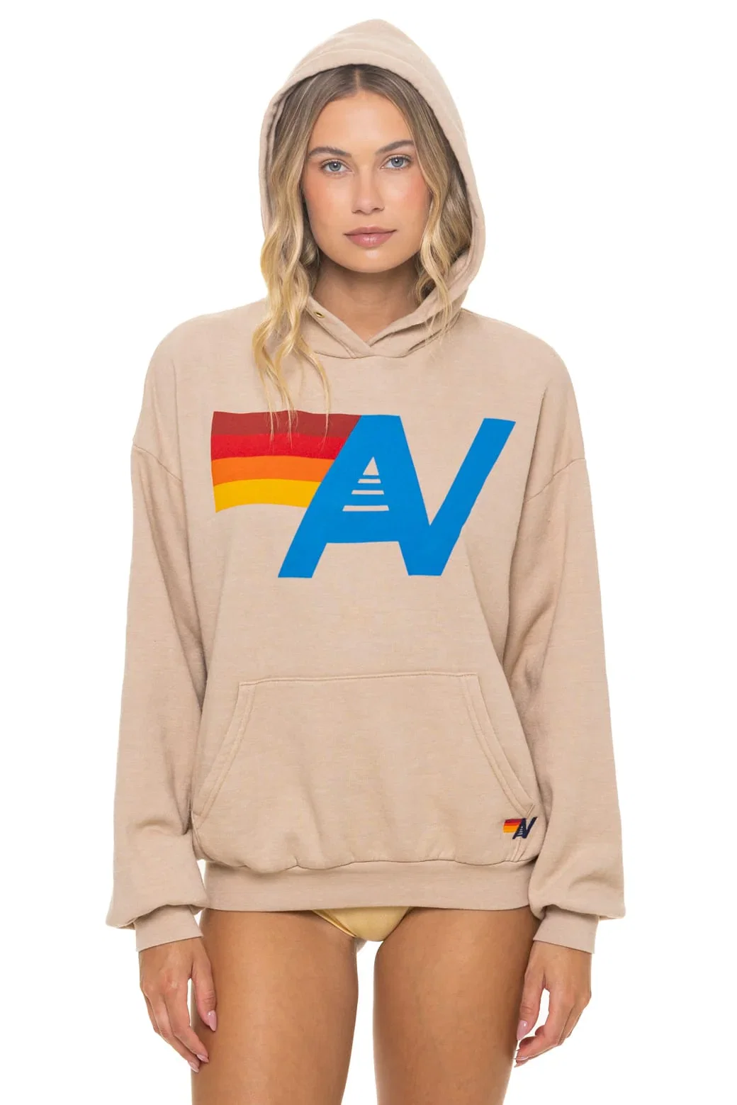 Image of LOGO PULLOVER RELAXED HOODIE - SAND