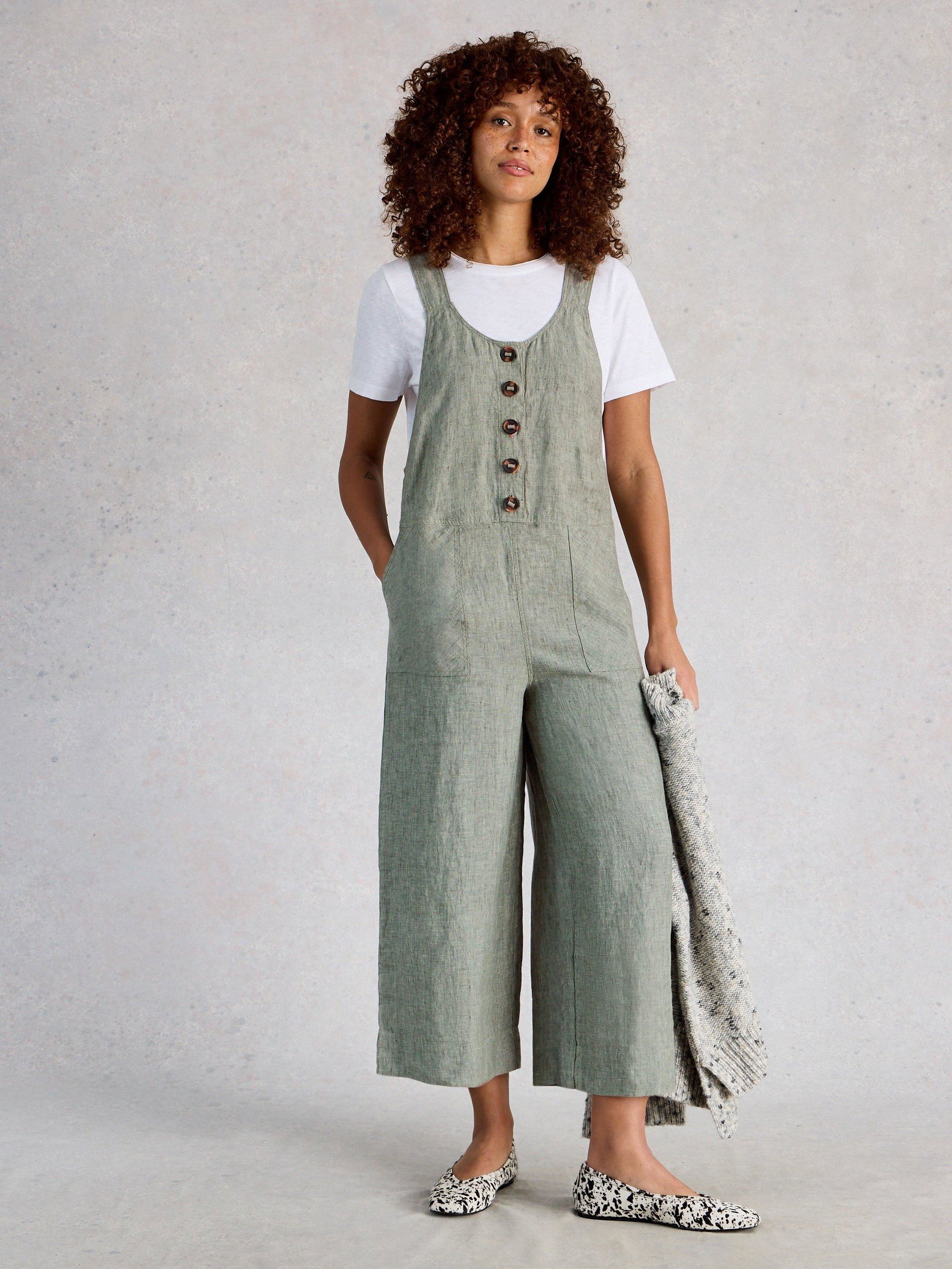 Shop Viola Linen Dungaree