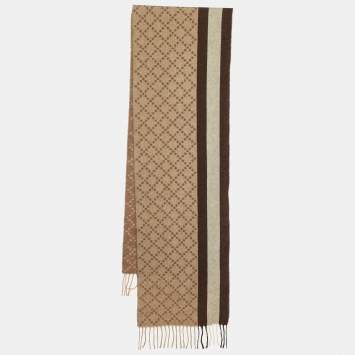 Brown Wool Fringed Scarf