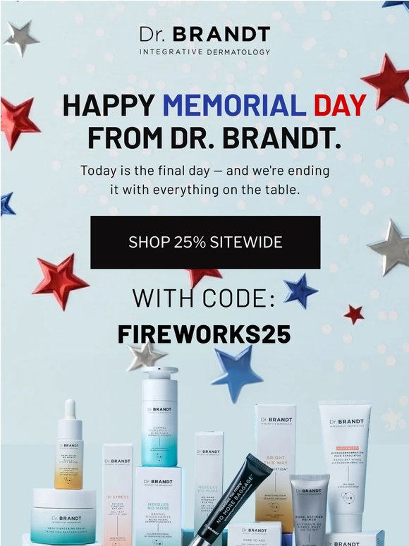 Memorial Savings Final Hours 25% Sitewide