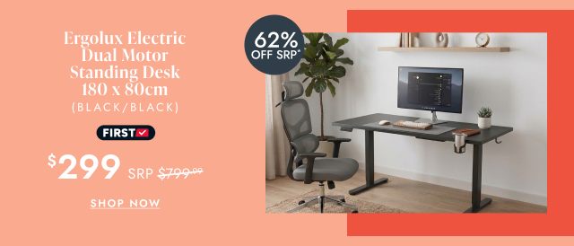 Ergolux Electric Dual Motor Standing Desk 180 x 80cm (Black/Black)