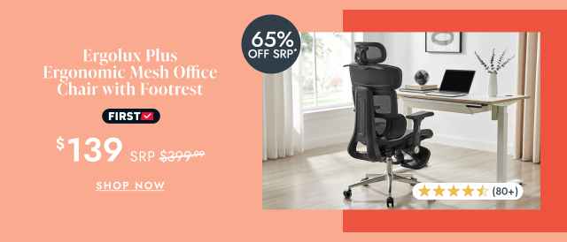 Ergolux Plus Ergonomic Mesh Office Chair with Footrest 
