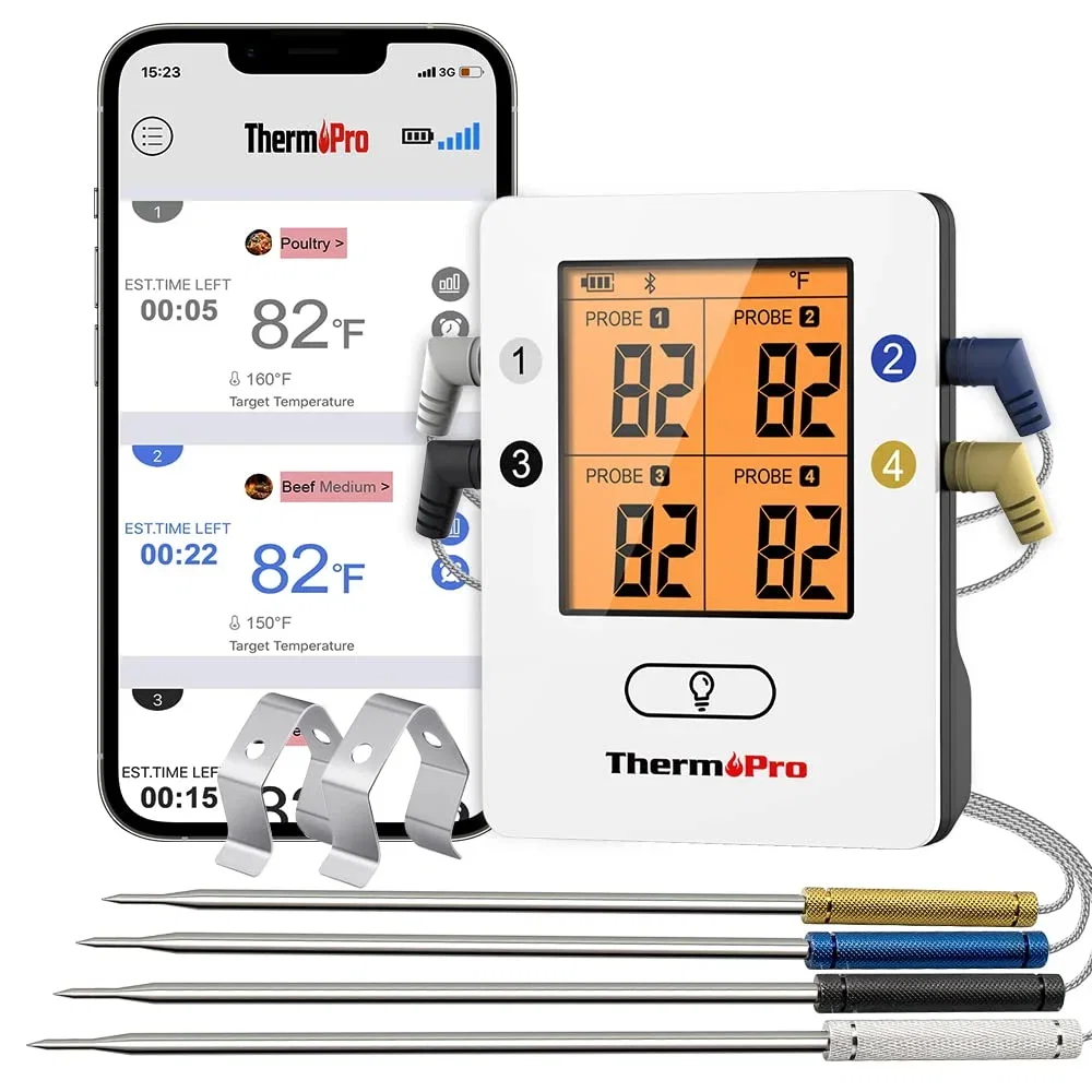 TempPro TP25 650-ft Wireless 4 Probe Meat Thermometer