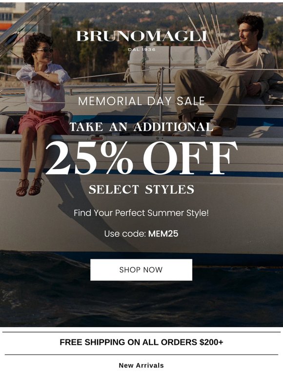 Last Chance At 25% OFF Select Styles