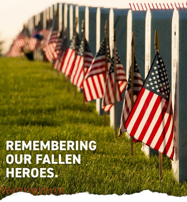 Remembering Our Fallen Heroes - American Flags next to service members' gravestones