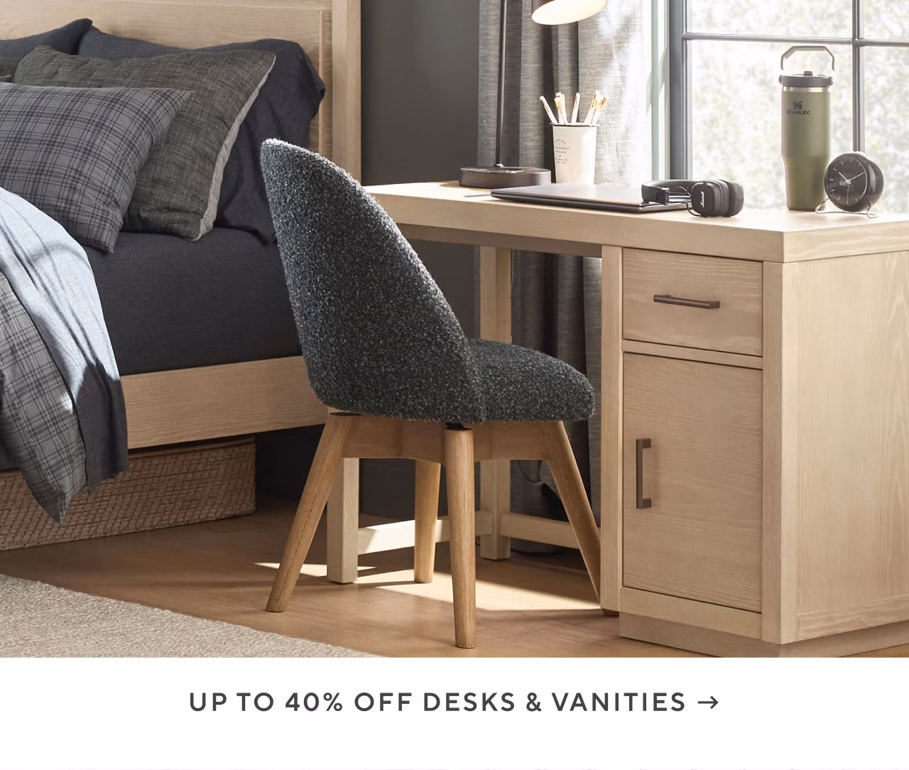 Up to 40% off desks and vanities