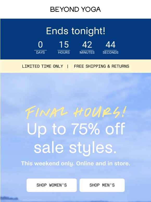 Final Hours: Up To 75% Off Ends Tonight