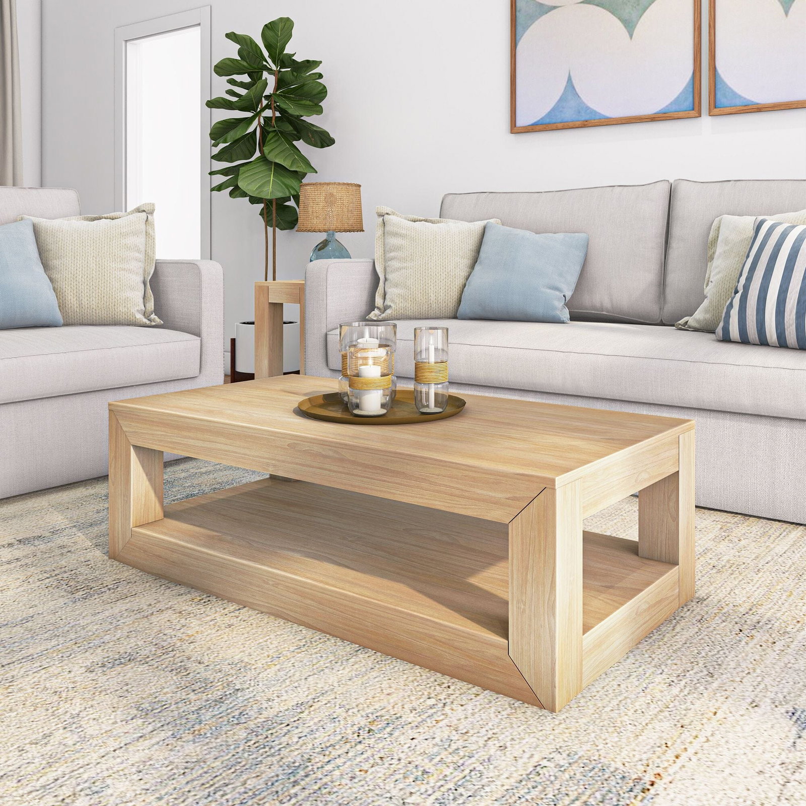 Image of Modern Coffee Table with Shelf - 48