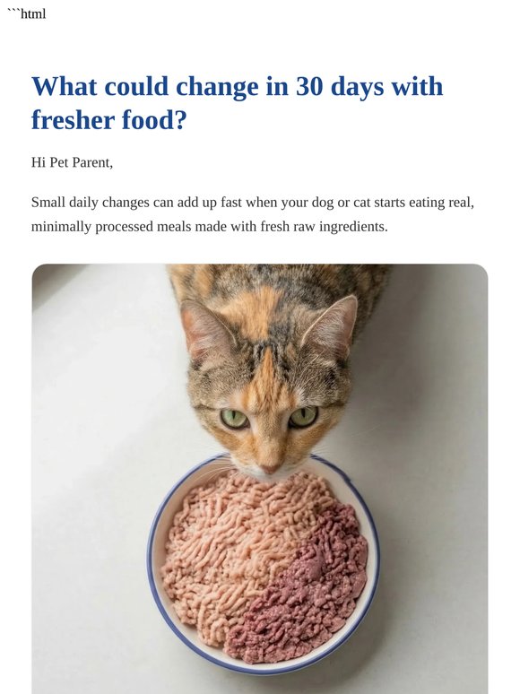 What could change in 30 days with fresher food?