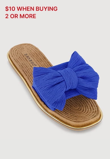 Shop Double Bow Band Espadrille Slide Sandals