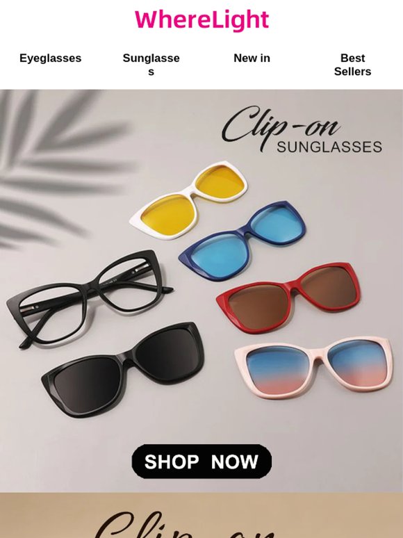 Clip-on sunglasses,One Snap, Two Worlds.