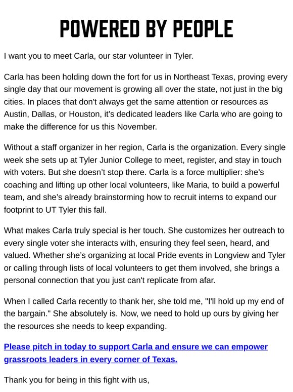 Meet Carla (doing the work in Tyler)