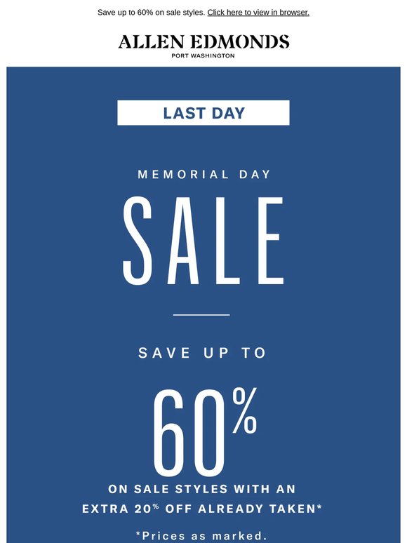 Final day of Memorial Day Sale