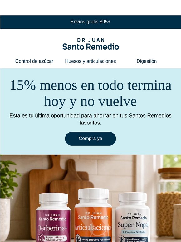 Termina hoy: 15% de descuento en toda la tienda