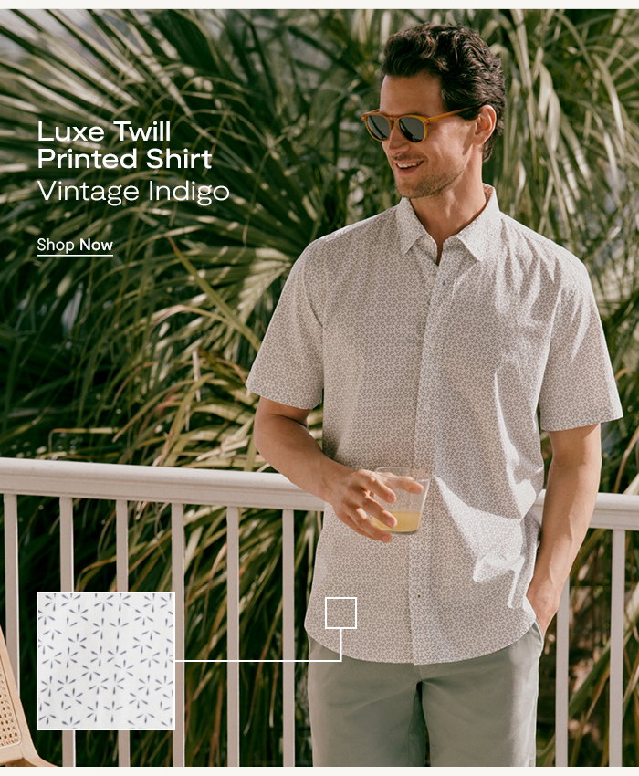 Luxe Twill Printed Shirt Vintage Indigo