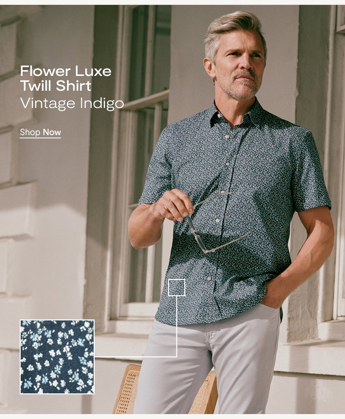 Flower Luxe Twill Shirt Vintage Indigo
