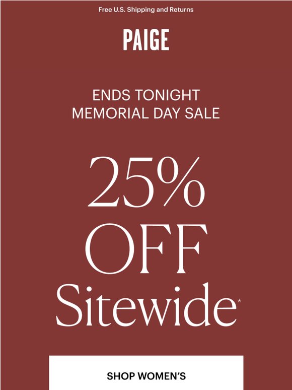 25% Off Sitewide Ends Tonight