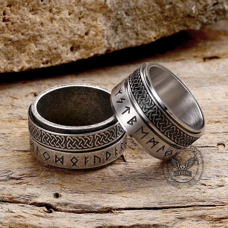 Image of Celtic Knot Runes Viking Spinner Stainless Steel Ring