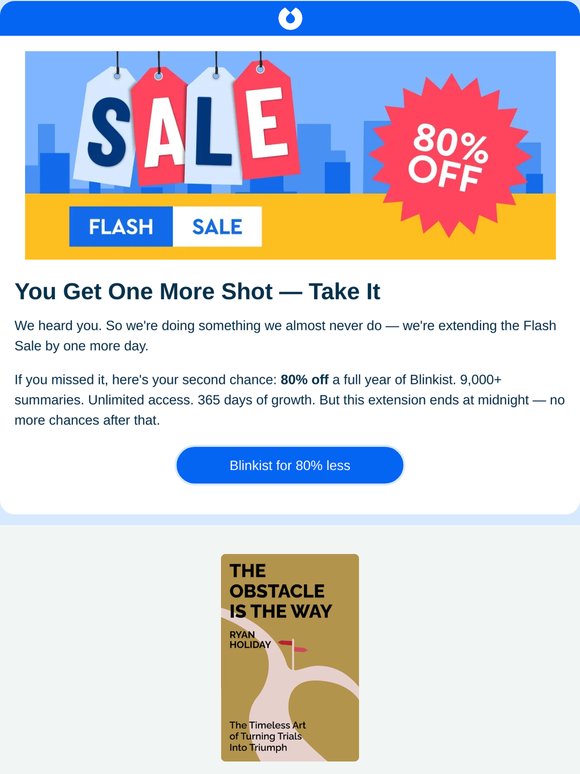 🎁 80% off Blinkist — we extended it!