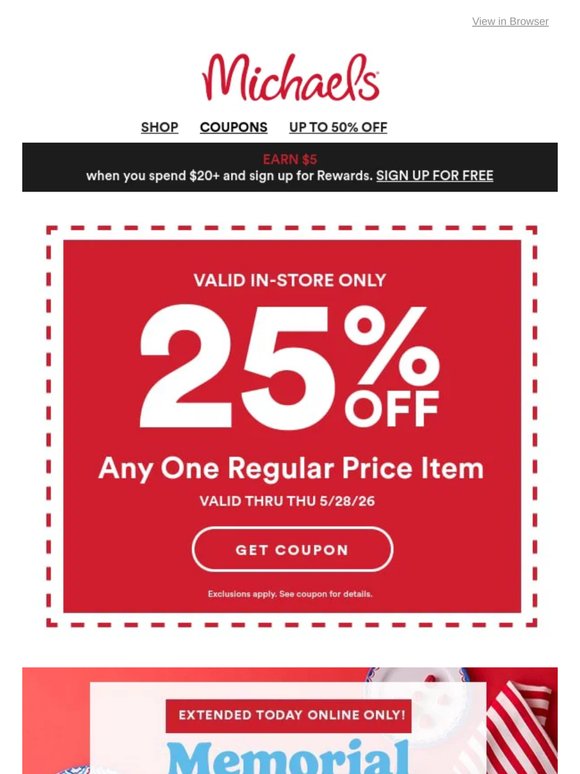 EXTENDED! 1 more day to shop our Memorial Day Sale - online only.