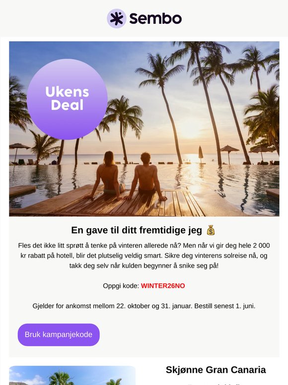 🌴 Bestill vinterens reise til ekstra god pris!