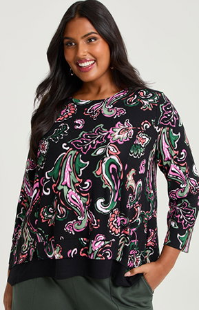 Natural Paisley Spliced Top in Print
