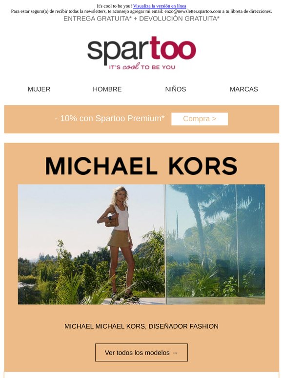 🧨 ¡En exclusiva! Entrega gratuita para las marcas MICHAEL Michael Kors, Pikolinos, Calvin Klein Jeans, TUK, Unisa, Only, Les Petites Bombes y Vans