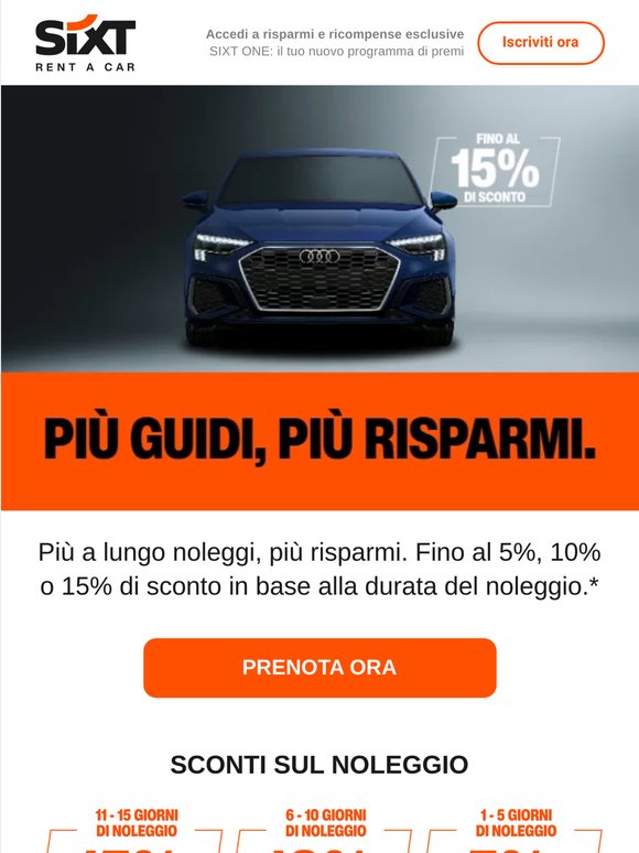 Giorni extra? Sconto extra! Fino al 15% di sconto