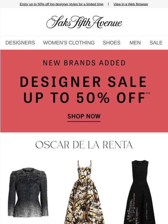 New brands added: Shop up to 50% off Oscar de la Renta, Manolo Blahnik, Johanna Ortiz & more