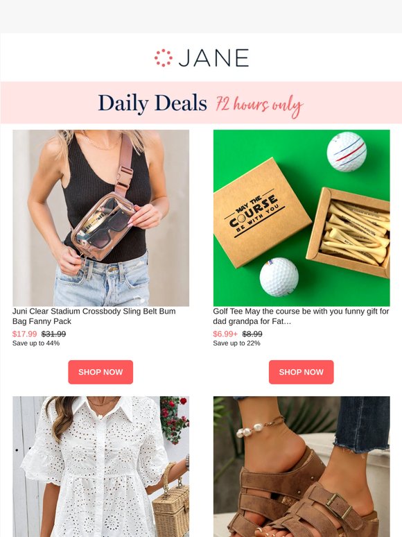 Daily Deals: Golf Tees for Dad | Clear Stadium Crossbody Belt Bag | Melody Cork Wedge Platform Sandals | & More!