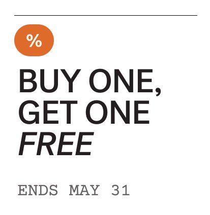 Buy One, Get One Free. Two bottles for $36.99