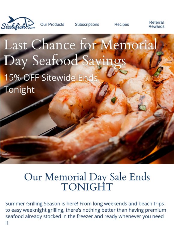 Last Call For Memorial Day Seafood Savings!