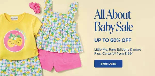 Up to 60% off Little Me, Rare Editions and more. Plus, Carters from 8.99. Shop deals. Various baby clothes.