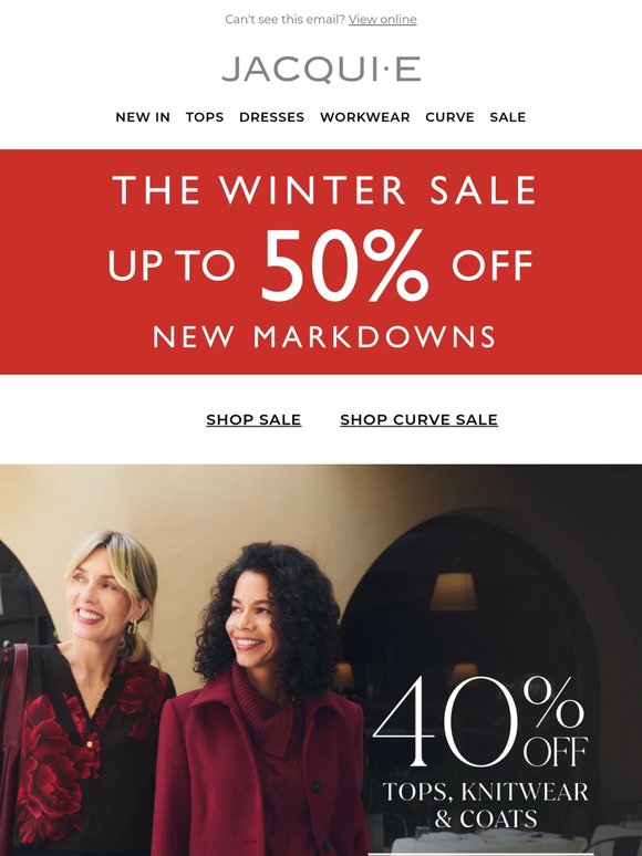 The Winter Collection Is Here! 40% Off Tops, Knitwear & Coats