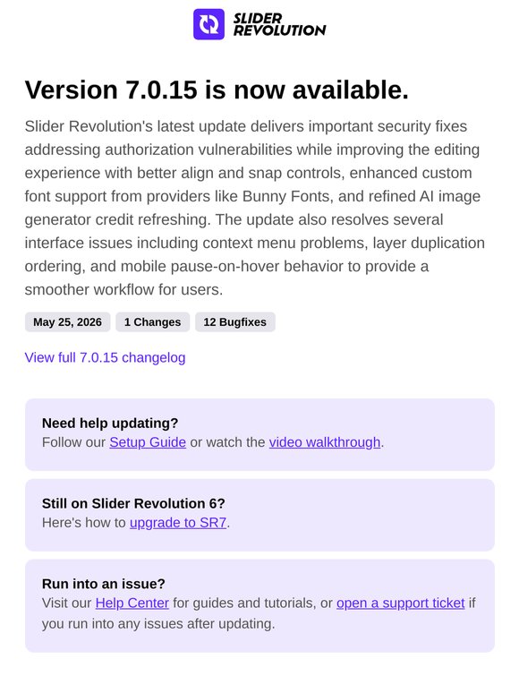 Slider Revolution 7.0.15 is now available