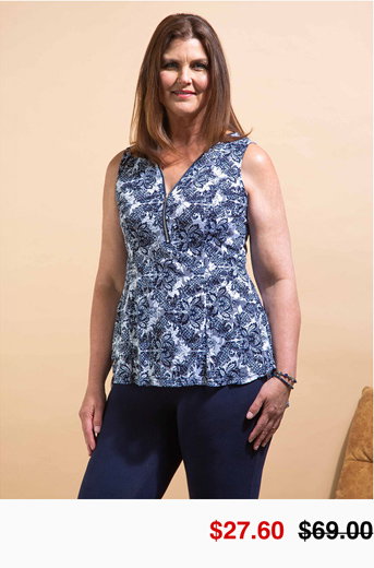 Zip Neck Sleeveless Lace Top