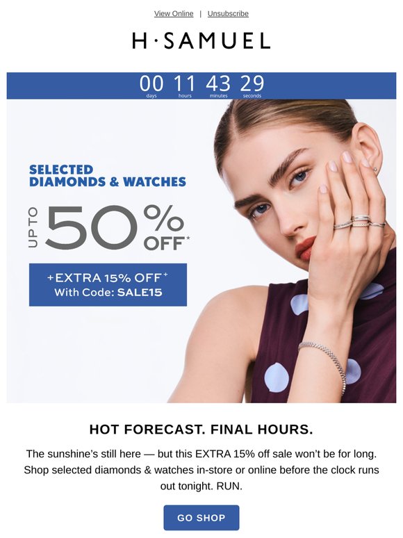 The clock's ticking: Extra 15% off sale