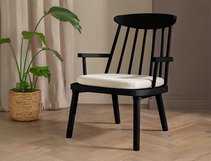 Habitat Lenny Solid Wood Spindle Armchair - Black