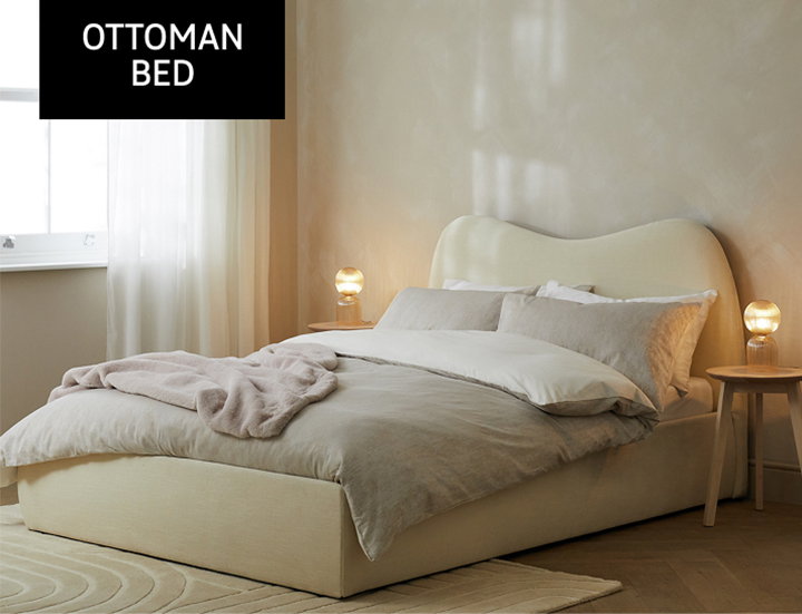 Habitat Orton Double Fabric End Lift Ottoman Bed - Beige