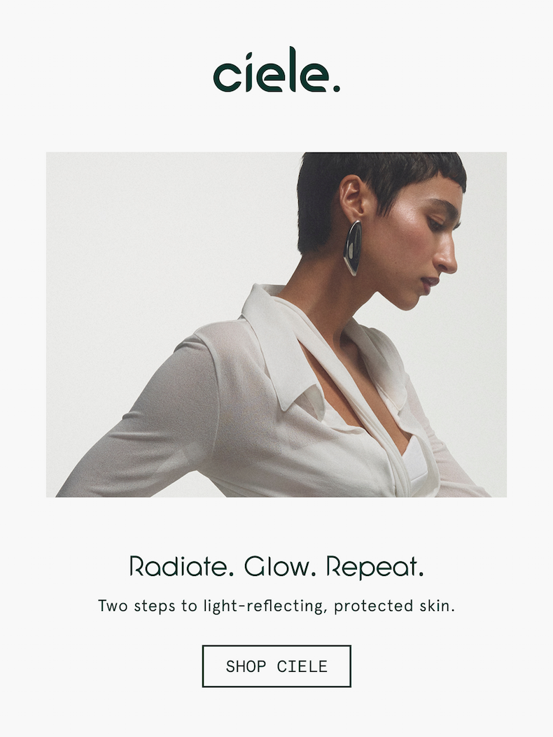 Female model wearing luminous primer and highlighter products for effortless glow