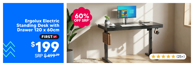 Ergolux Electric Standing Desk with Drawer 120 x 60cm